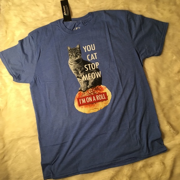 Cat Pun Shirt NWT - XL - blue - grey tabby - Picture 6 of 8